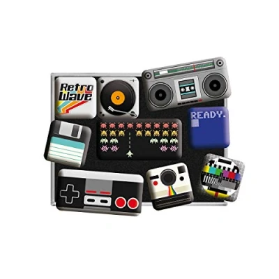 Immagine di Nostalgic Art Set di Magneti Vintage Retro Wave Media Idea Regalo, Decorazione del Frigorifero, Design nostalgico, 9 Pezzi, unità