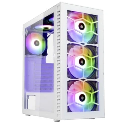 Immagine di Kolink Observatory HF Glass Midi Tower PC Case Bianco 2 ventole LED pre montate, 4 montate