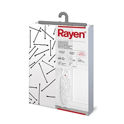 Immagine di Rayen Fodera per asse da stiro universale Imbottito Facile Montare con Sistema EasyClip) 3 Doppio Strato di Schiuma e Tessuto Stampato 100% Cotone Gamma Basic Plus 130 x 47 cm