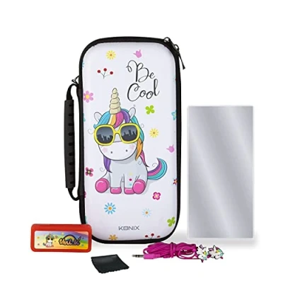 Immagine di Konix Unik Pacchetto accessori gaming Starter Kit per Nintendo Switch, Switch Lite e OLED Custodia giochi Vetro temperato Auricolari