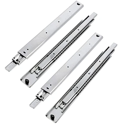 Immagine di GTV Guide per cassetti H53, estensione completa, 53,9 x 550 mm, 2 mm di spessore, in acciaio galvanizzato, guida telescopica a sfera, sistema binari carico massimo 100 kg, set = 4 pezzi