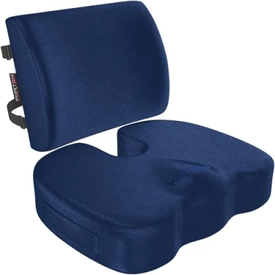 Immagine di FORTEM Cuscino Sedia Ufficio, Lombare Ufficio y Auto, per da Scrivania, Ergonomico in Memory Foam, Antiscivolo Seduta e Schienale Gaming, Cedile Auto