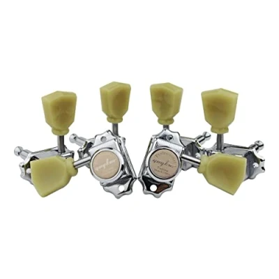 Immagine di Guyker 3x3 stile vintage bloccaggio chitarra macchina teste 1:15 Ratio Lock String Deluxe Tuning Pegs sintonizzatori set di ricambio per chitarre elettriche, acustiche o folk cromato