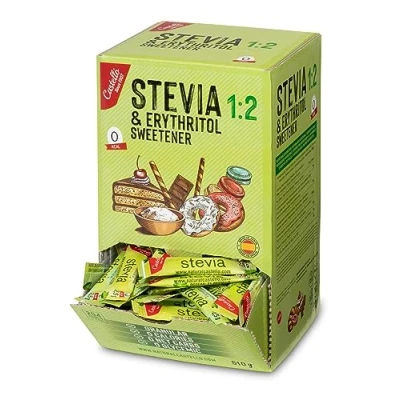 Immagine di Dolcificante Stevia + Eritritolo 1:2 204 bustine da 2,5 g Sostituto dello Zucchero 100% Naturale 0 calorie Indice Glicemico Keto e Paleo Carboidrati Castello since 1907 510