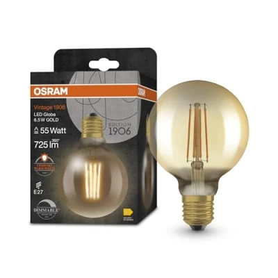 Immagine di OSRAM Lampada LED Vintage 1906 Classic Globe 95 mm, Filamento Oro, Dimmerabile, 6.5 W, E27, Pacchetto singolarmente