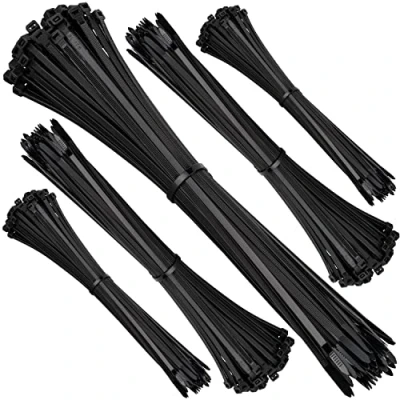 Immagine di ISOLATECH fascette nere resistenti ai raggi UV grandi piccole lunghe piatte Set 100 pezzi 20 ciascuno: 100mmx2,5mm, 160mmx2,5mm, 200mmx3,6mm, 300mmx3,6mm, 450mmx7,6mm