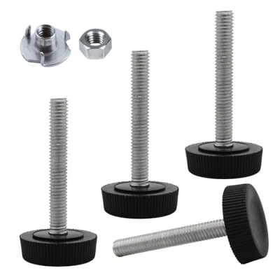 Immagine di SKIR&#039;CO 4 piedini di livellamento per mobili, M6 x 40 mm, gambe rotonde regolabili, diametro 25 piedino livellatore filettatura (dadi inclusi)