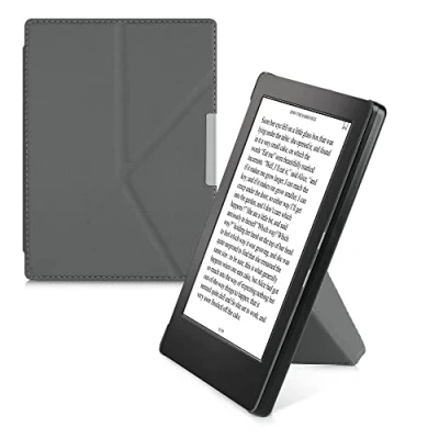 Immagine di kwmobile Custodia Pieghevole Origami Compatibile con Kobo Aura H2O Edition 1 Cover Magnetica Pelle PU eReader Stand antracite