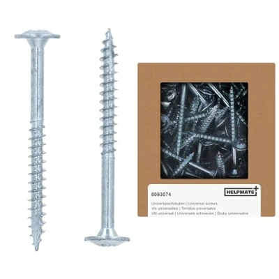 Immagine di HELPMATE viti Per connettore legno, testa piatta, 4,5 x 50 cm, zincate galvanicamente 100 legno con attacco PZ2 e tacca di taglio il fissaggio raccordi metallici su