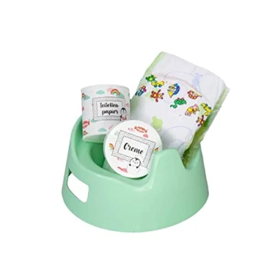 Immagine di Heless Pinguino Set di 4 vasetti, Accessori per la Cura, Colore Menta, Ideali Gite e Vacanze con Bambola, Small, 806