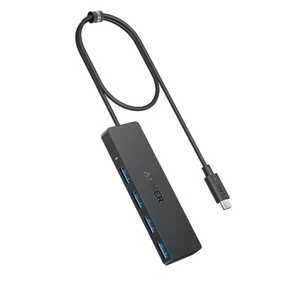 Immagine di Anker hub USB c, Adattore con 4 porte 3.0, OTG ultrasottile da 5 Gbps, Cavo 60 cm, per MacBook, Mac Pro, mini, iMac, Surface XPS, PC, unità flash, HDD mobile (ricarica non supportata)