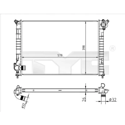 Immagine di TYC 722 0001 Radiatore motore 579 398 26 Cambio manuale Alette di raffreddamento saldate MINI: Hatchback
