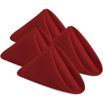 Immagine di KICHLY Tovaglioli di Stoffa confezione da 24, riutilizzabili morbidi e confortevoli ideali per eventi uso regolare a casa, poliestere (Rosso, 43 x cm)