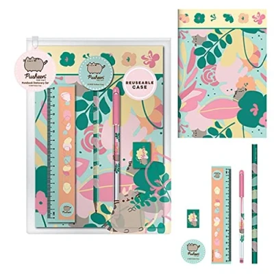 Immagine di Grindstore set regalo Pusheen con quaderno A5 e di cancelleria (design botanico) Prodotto ufficiale