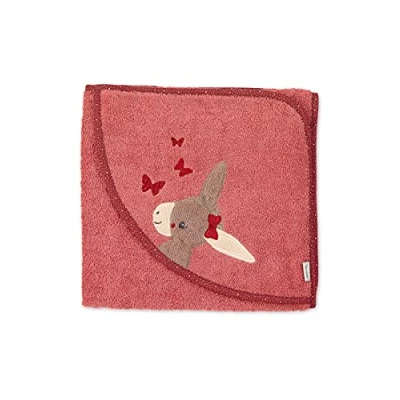 Immagine di Sterntaler Emmily Asciugamano da bagno con cappuccio, motivo: farfalle, 100 x cm, colore: Rosso chiaro
