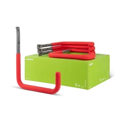 Immagine di Alberts 802196 Gancio a parete, scelta in diverse misure, grigio, con rivestimento gomma rossa, diametro Ø18 mm, 300 x 250 Set da 5