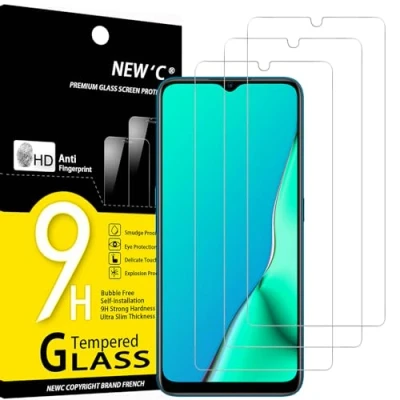Immagine di NEW&#039;C 3 Pezzi, Vetro Temperato per Oppo A9 2020, A5 Pellicola Prottetiva Anti Graffio, Impronte, Senza Bolle, Durezza 9H, 0,33mm Ultra Trasparente, Resistente