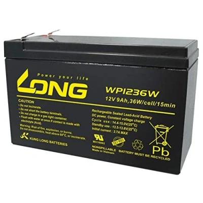 Immagine di Kung Long, WP1236W, batteria al piombo ad alta corrente AGM, 12V 9Ah, compatibile con MP1236H, NPW45 12, HR1234WF2, UP RW1245P1