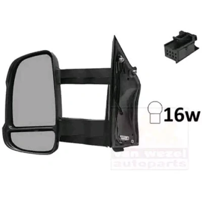 Immagine di specchio retrovisore esterno Van Wezel 1651827 Sx nero completo, convesso, per regolazione elettrica specchio, termico, con a granda