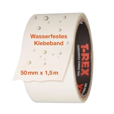 Immagine di T Rex Waterproof Tape Transparent Nastro armato impermeabile sigillante ideale per piscine ed esterni Resistente ai raggi UV e al calore 50 mm x 1,5 m