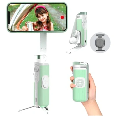 Immagine di Powervision S1 stabilizzatore cellulare cardanico Treppiede AI Tracking Selfie Caricabatterie Powerbank Supporto per telefono Accessorio da viaggio vlog Kit (Explorer Kit, Verde)