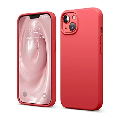 Immagine di elago Cover Silicone Liquido Compatibile con iPhone 13 Case (6.1&quot;), Premium, Protezione Completa Antiurto a 3 Strati, Custodia in Morbida Microfibra Antigraffio (Rosso)