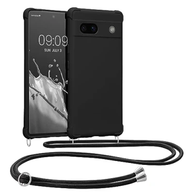 Immagine di kwmobile Custodia Compatibile con Google Pixel 7a Cover Back Case in Silicone TPU Protezione Smartphone Cordino nero