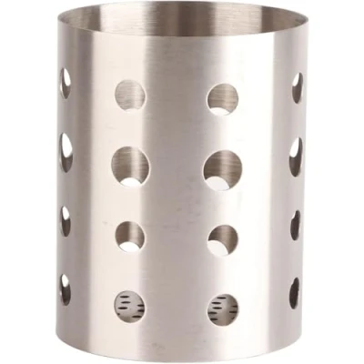 Immagine di Cestello Portaposate Rotondo, Acciai Inossidabili Porta Mestoli Da Cucina, Organizer Utensili per Cucchiaio Forchetta, Posate in Argento Controsoffitto Bacchette Coltelli Forchette Forbici