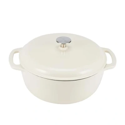 Immagine di Amazon Basics Rotondo Casseruola “forno olandese in ghisa smaltata, 5,6 L, Bianco