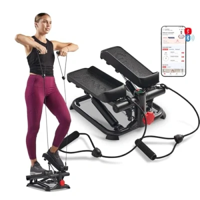 Immagine di Sunny Health and Fitness total Body Smart 2 in 1 Stepper Machine, allenamento body, idraulico regolabile, monitor LCD, bande di resistenza, pedali antiscivolo SF S0978SMART