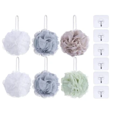 Immagine di Anlising 6PCS Spugna da Doccia,Spugna in Luffa,Spugne Bagno,Spugna Esfoliante per Doccia, Doccia Rete,Invia 6 Ganci, Esfoliare la Pelle Uomini e Donne, Detergere Lenire