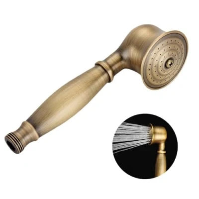 Immagine di DRELD soffione doccia retrò in ottone, 1 ottone anticato, doccetta con stile telefono (17 cm di lunghezza, 5 diametro della testa)