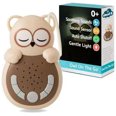 Immagine di Cloud b con suono e luce calmante da viaggio 4 rumori bianchi ninna nanne Sensore intelligente di risveglio Sweet Dreamz Owl On the Go