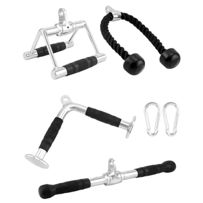 Immagine di QWORK® Set di Barre LAT Corda tricipiti + Maniglia Barra Dritta a V Attrezzo Allenamento Versatile per