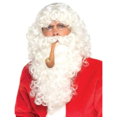 Immagine di SMIFFYS Kit abito Babbo Natale, Bianco, con parrucca, barba, occhiali e pipa, Deluxe