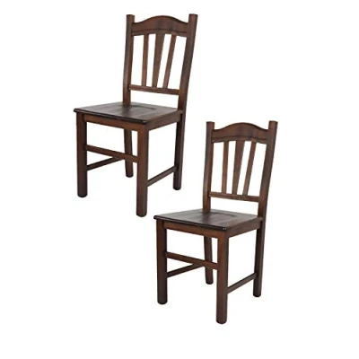 Immagine di t m c s Tommychairs Set 2 sedie modello Silvana per cucina bar e sala da pranzo, robusta struttura in legno di faggio color noce scuro seduta