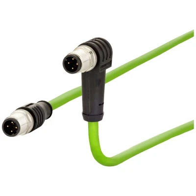 Immagine di Metz Connect 142M1D19050 M12 cavo di rete, patch CAT 5e SF/FTP 5.00 m Verde guaina in PUR, resistente agli acidi, allozono, ai raggi