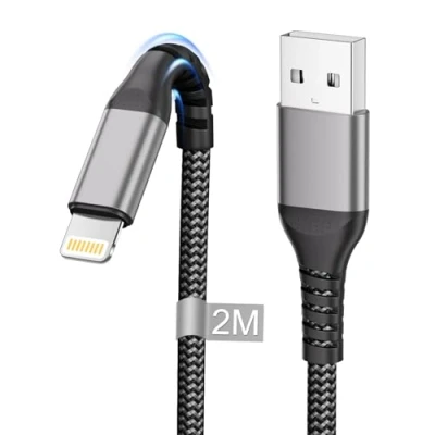 Immagine di Cavo iPhone 2 Metri, Lightning 2M Certificato Apple MFi, Cavetto Ricarica Filo Caricatore USB per 14 13 12 11 Pro Max/Mini/XS/XR/8/7/6 Plus/SE,iPad