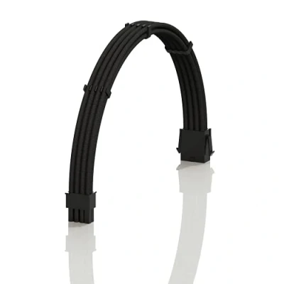 Immagine di LINKUP AVA 50cm EPS 8 (4+4) pin CPU ATX Scheda Madre Cavo di Prolunga per PC con Guaina Intrecciata Alimentatore PSU Pettini┃Design Robusto e Rigido┃Confezione Singola┃500mm Nero