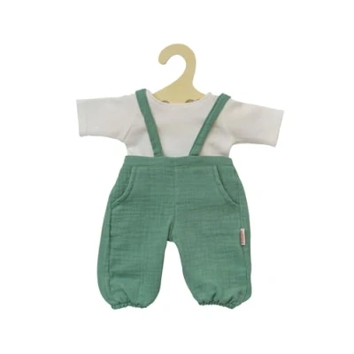 Immagine di Heless 2416 Vestiti 100% Cotone Biologico, Set di 2 Pezzi con Salopette Verde Salvia e Maglietta Bianca per Bambole Peluche Dimensioni 35 45 cm, Colore Green, White,
