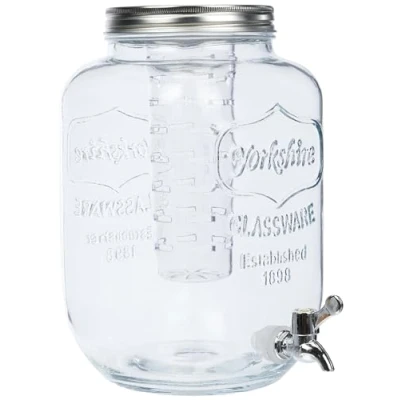 Immagine di KitchenCraft Home Made Giara / Contenitore Dispenser in Vetro per Bevande con Infusore, 38.2 x 27 26.8 cm, Capacità 7.5 L, Trasparente