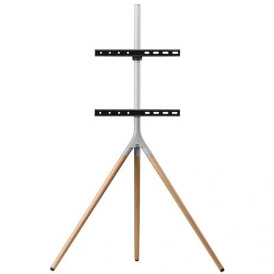 Immagine di Piedistallo per TV One For All 65 Stand Tripod Oak &amp; Silver grey 81,3 cm (32) 165,1 (65) Girevole, Regolabile in altezza, Supporto da pavimento
