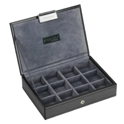 Immagine di Stackers Men&#039;s Executive Black Mini Lidded Stacker with Grey Velvet Finish Lining