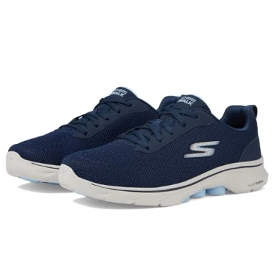 Immagine di Skechers Clear Path, Go Walk 7 Percorso Chiaro Donna, Tessuto Blu Navy con Finiture Azzurre, 43 EU