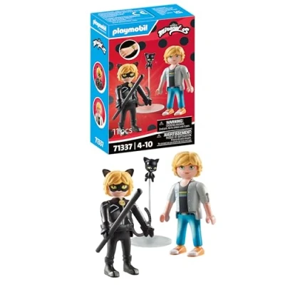 Immagine di PLAYMOBIL Miraculous 71337: Adrien &amp; Chat Noir, Avventura eroica, Inclusi Kwami Plagg, Avventure con Ladybug, Giochi di Ruolo, Giocattolo per Bambini dai 4 Anni in su