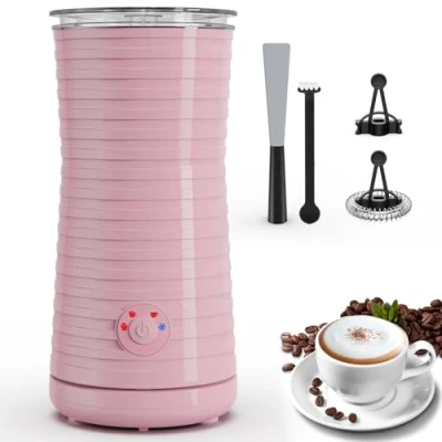 Immagine di Montalatte Elettrico Automatico, Morpilot Cappuccinatore, Schiumatore Latte 4 in 1, Libera Scelta dello Spessore della Schiuma, Silenzioso e Rivestimento Antiaderante Rosa