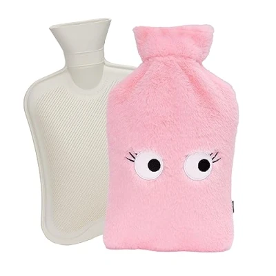Immagine di Fisura Bottiglia dell&#039;acqua calda. calda da 2 L. con coperchio morbido. Borsa antidolorifica. Lavabile. (Occhi, rosa)