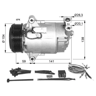 Immagine di NRF 32427 compressore Aria Condizionata CVC 12 PAG 46 con olio OPEL: Zafira B, Astra H Hatchback, Caravan