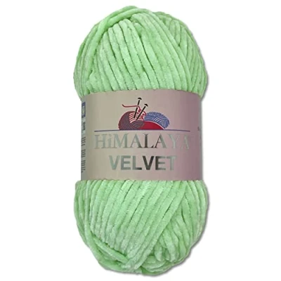 Immagine di Wohnkult Himalaya Gomitolo di lana Velvet Dolphin, soffice ciniglia, 100 g, per accessori, indumenti e coperte, 40 colori a scelta (90007 menta)