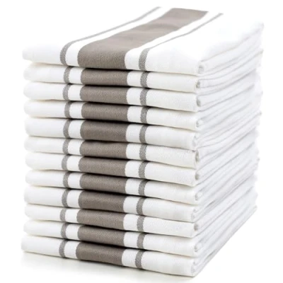 Immagine di Sticky Toffee Asciugamani di Cotone 100% Cotone, 12 Pacchetti da Cucina 50 x 70 cm Cappuccino Grigio Panni assorbenti in Vetro Bar Ristorante